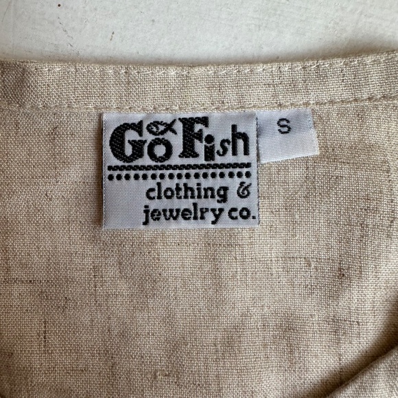 Go Fish Lagenlook Beige Cotton Button Up Blouse - Picture 4 of 4